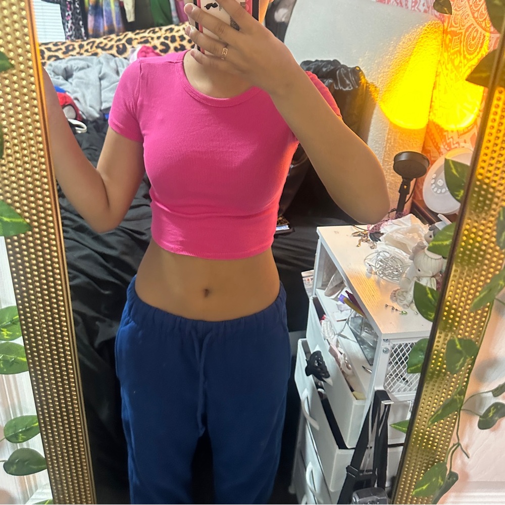 Ardene Hot Pink Crop Top Size XS
